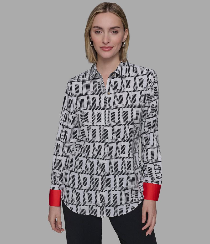 Karl Lagerfeld Paris DOUBLE L BLOUSE WITH CONTRAST CUFF