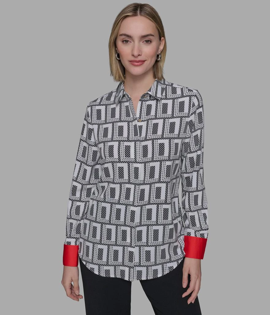 Karl Lagerfeld Paris DOUBLE L BLOUSE WITH CONTRAST CUFF 1