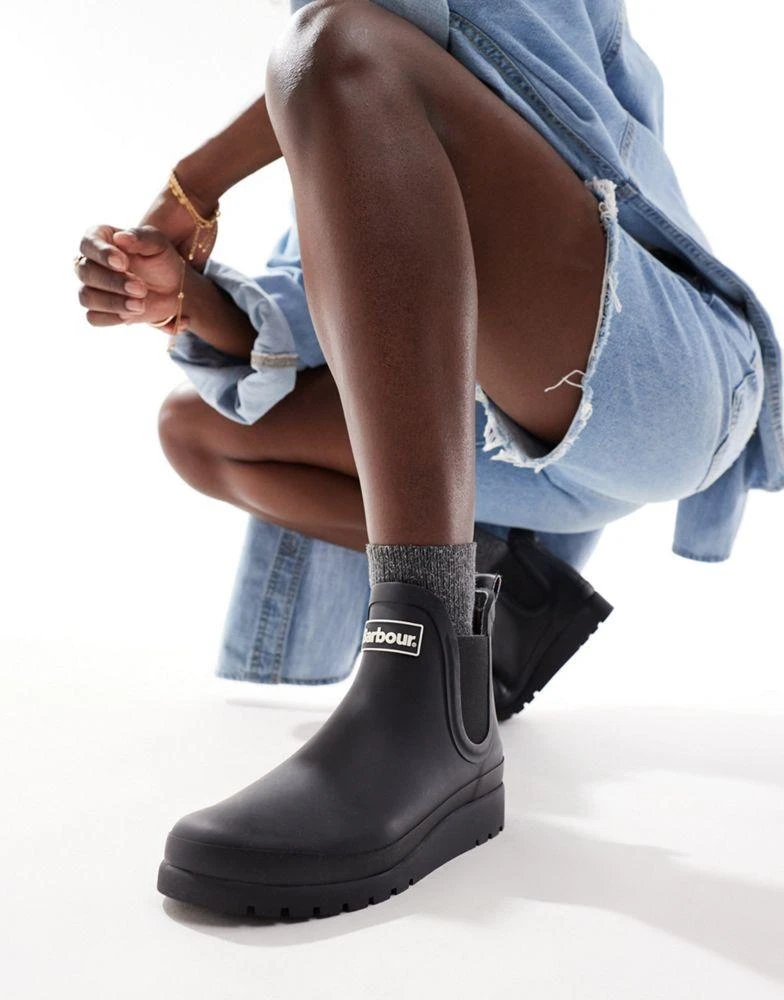 Barbour Barbour Clifton wedge chelsea wellington boots in black exclusive to asos 4