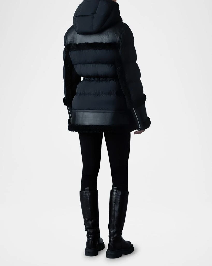 Mackage Lilibeth Mixed-Media Down Parka with Shearling and Leather 4