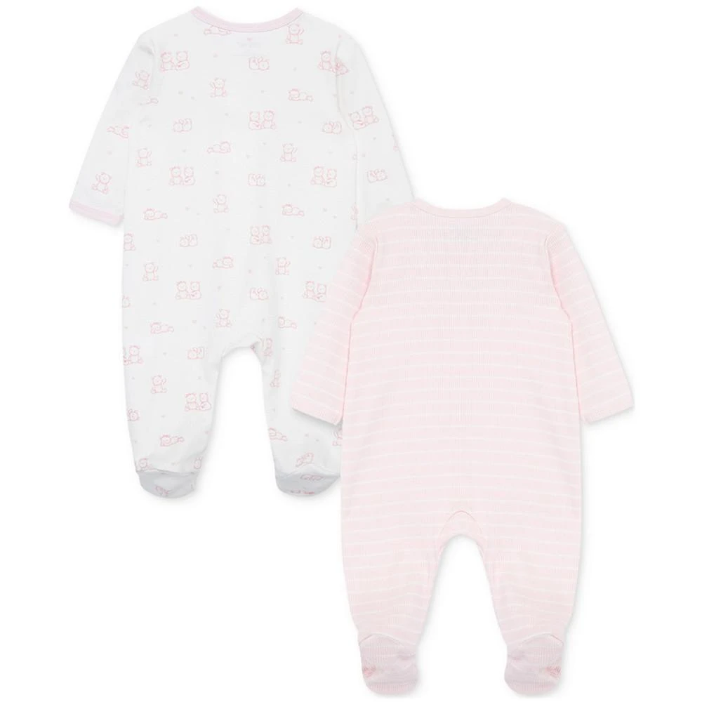 Little Me Baby Charms & Striped Cotton Long Sleeve Footed Coveralls, Pack of 2 2