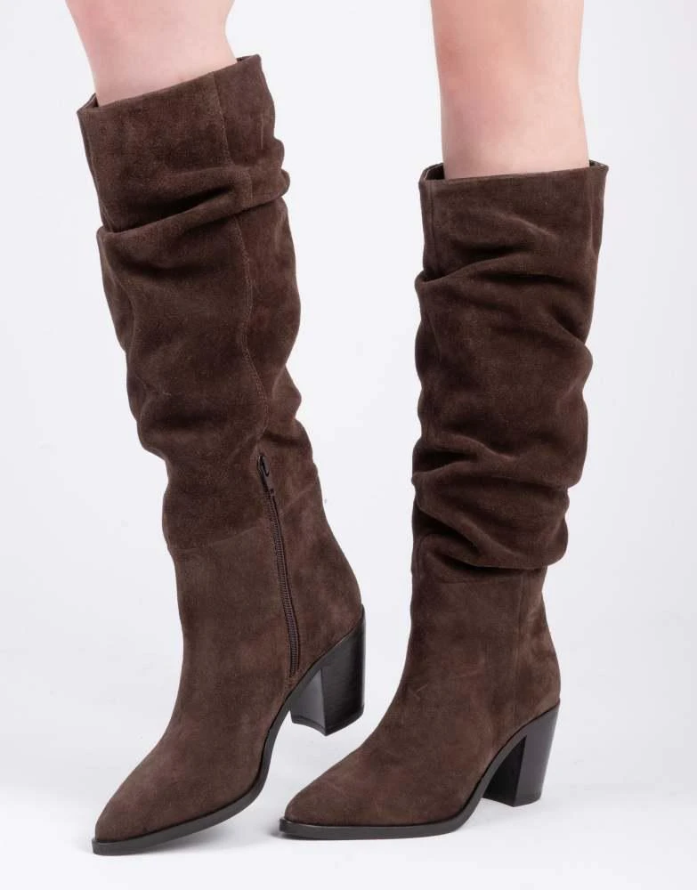 Off The Hook Off The Hook Muswell suede leather slouchy knee-high block heel boots in brown 4