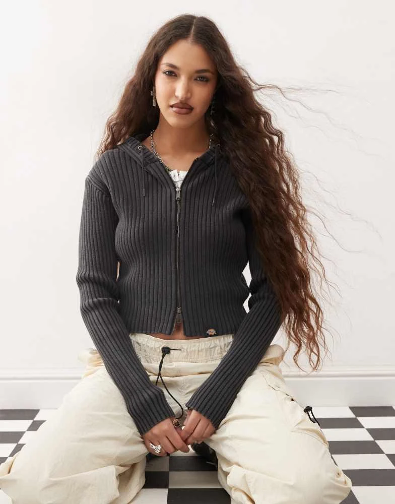 Shop Dickies unionville full zip knitted hoodie in black on Sale