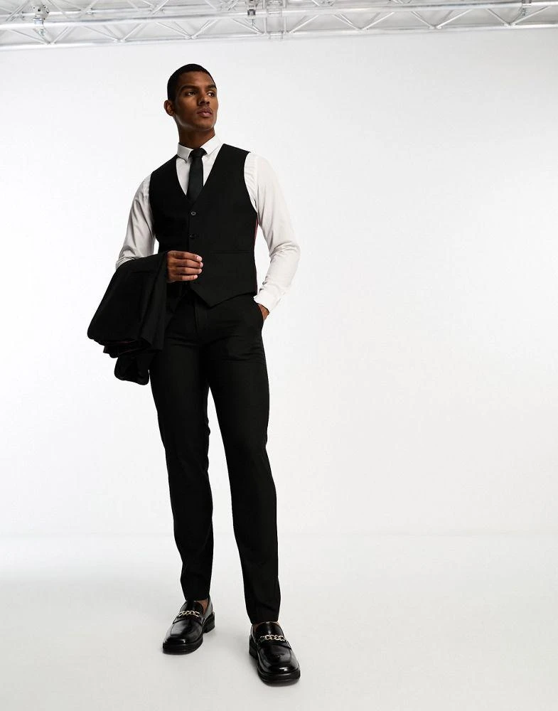 ASOS ASOS DESIGN slim suit waistcoat in black 4