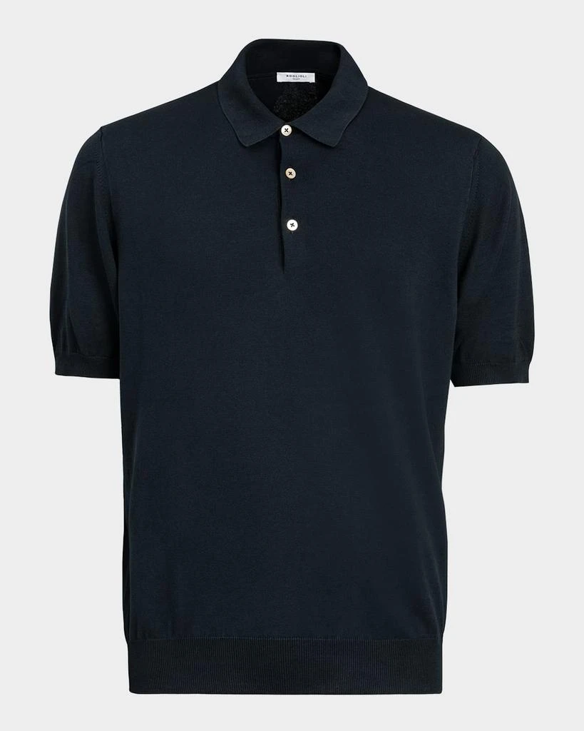 BOGLIOLI Men's Garment-Washed Cotton Polo Shirt 1