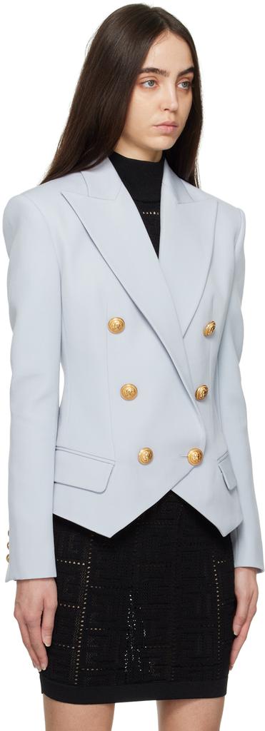 Balmain Blue Double-Breasted Blazer