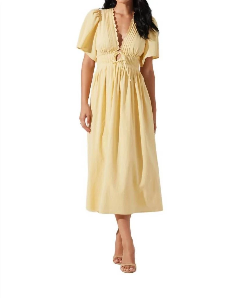 Shop Hadleigh Scallop Trim Midi Dress In Light Yellow on Sale at  BeyondStyle  Get 26% Off Hadleigh Scallop Trim Midi Dress In Light Yellow  with Limited-Time Flash Deals, Exclusive Discounts, and