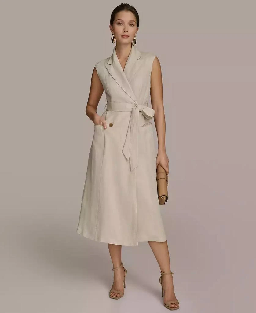 Donna Karan Women's Linen-Blend A-Line Shirtdress 4