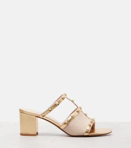 Valentino Rockstud 80 leather-trimmed mules 4
