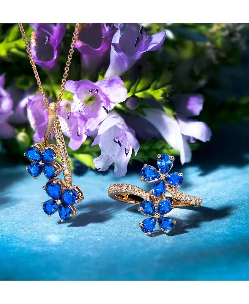 Le Vian Blueberry Sapphire (1-1/2 ct. t.w.) & Nude Diamond (1/5 ct. t.w.) Flower Statement Ring in 14k Rose Gold 7