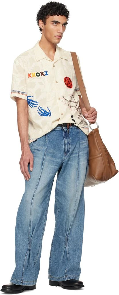 Khoki Off-White Hand Embroidered-Design Shirt 4