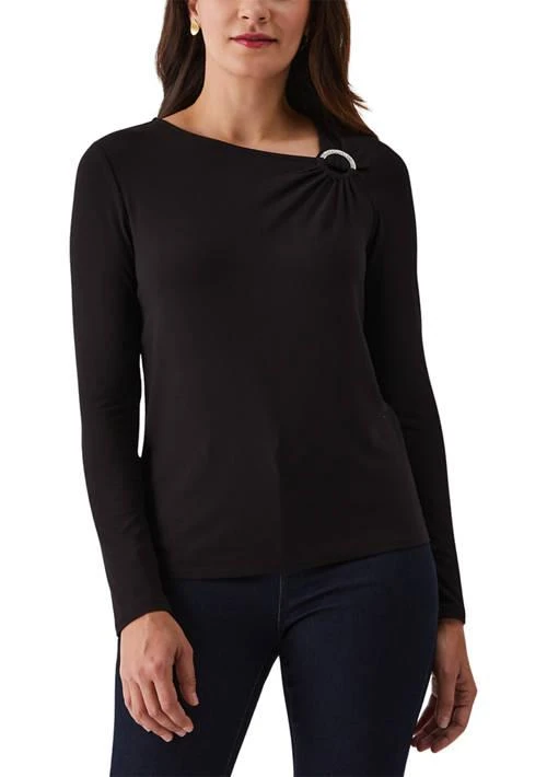 Rafaella Asymmetric Neck Long Sleeve Top 1