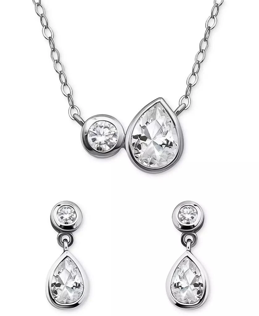 Giani Bernini 2-Pc. Set Cubic Zirconia Pear & Round Pendant Necklace & Drop Earrings in Sterling Silver, Exclusively at Macy's 1
