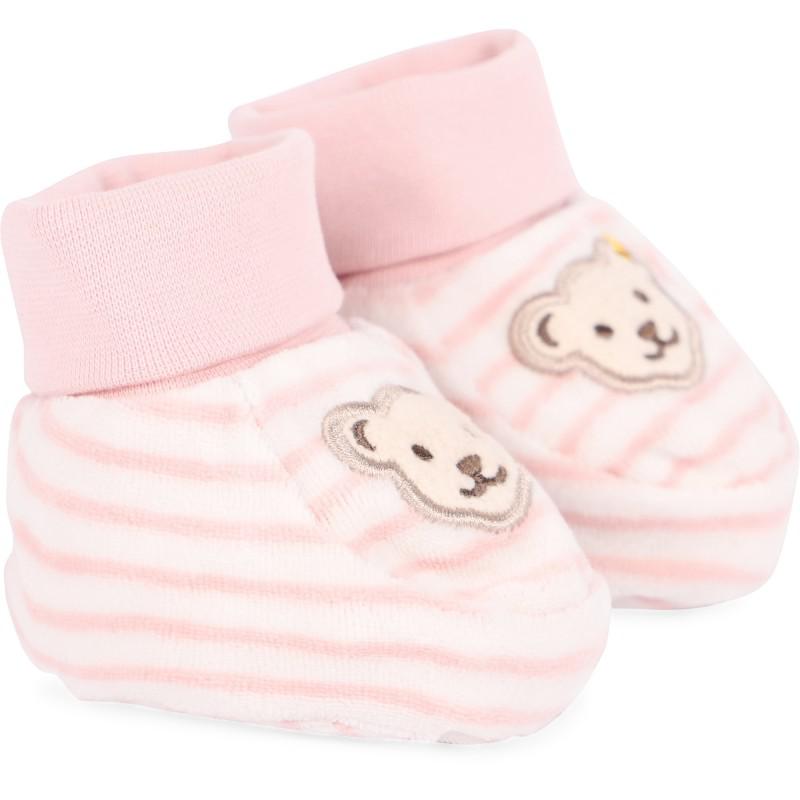 Steiff Striped baby shoes in pink
