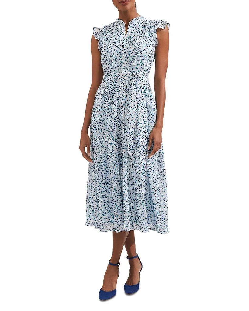 HOBBS LONDON Georgiana Printed Flutter Sleeve Shirt Dress 1