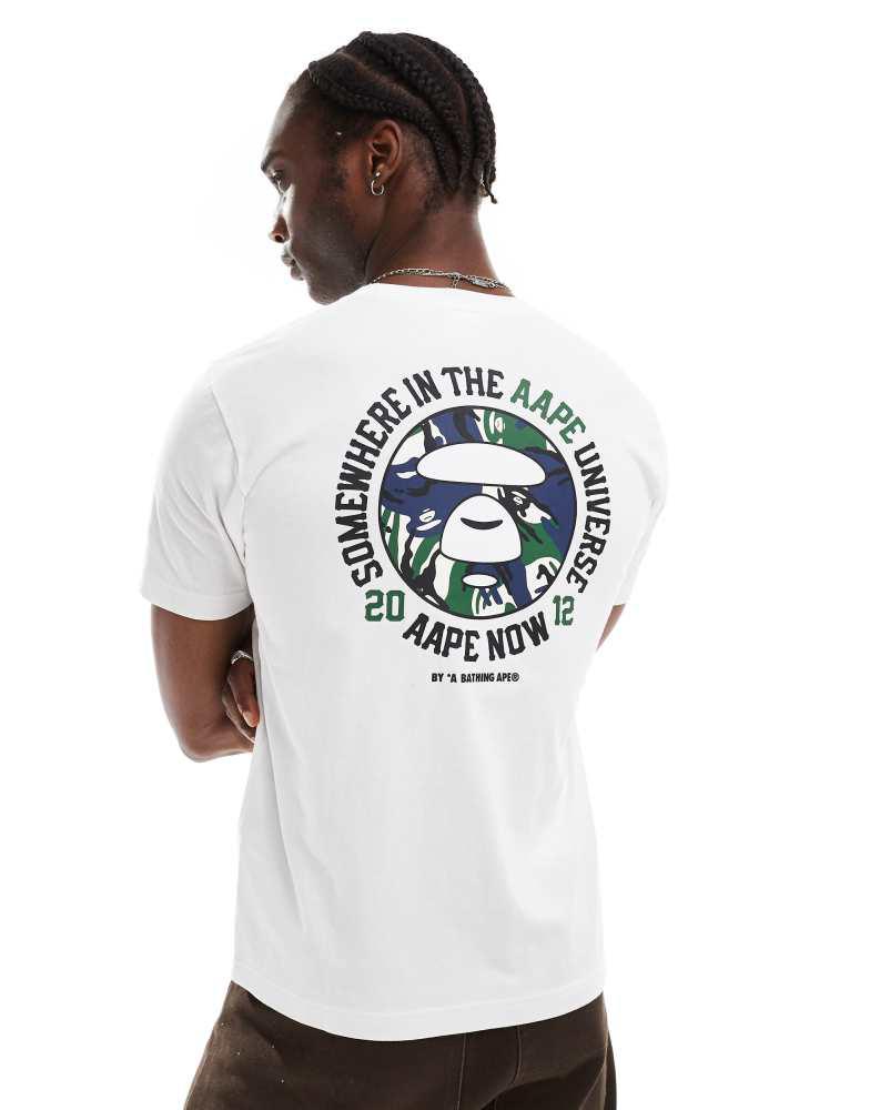 AAPE Aape By A Bathing Ape logo t-shirt with camo back print in white