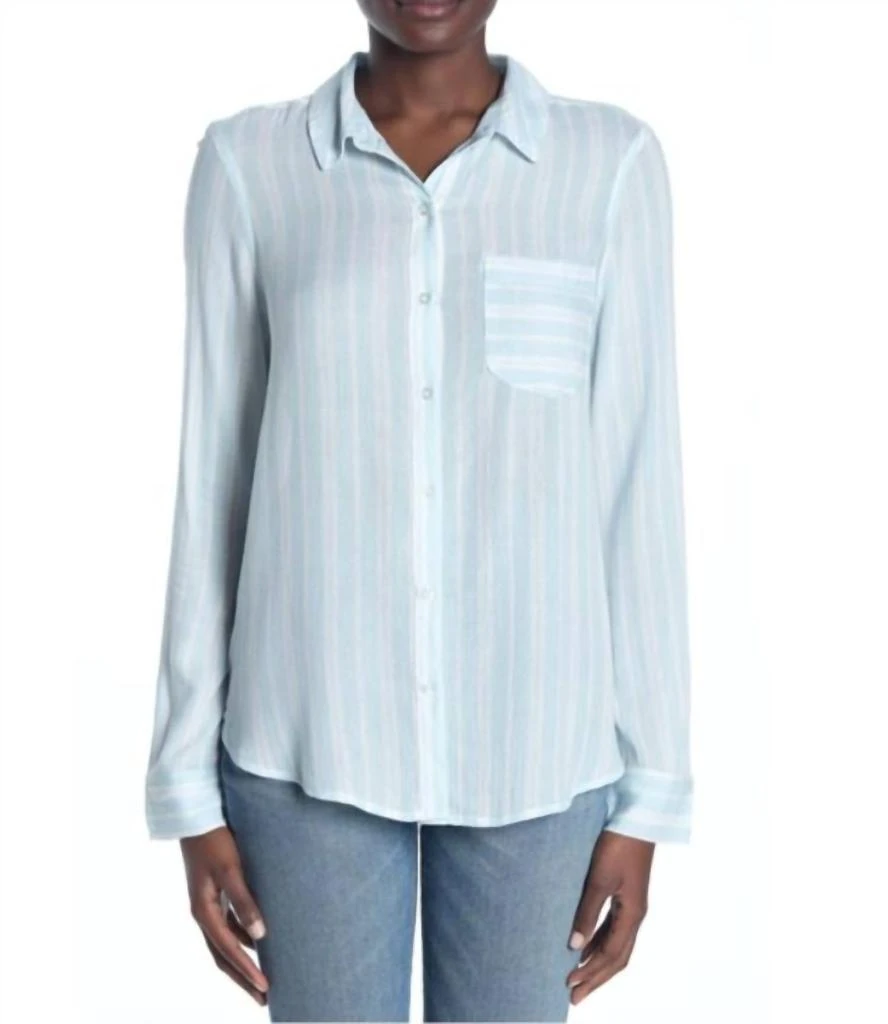 Abound Abound - Striped Tie Front Long Sleeve Weekend Button Down Blouse 2