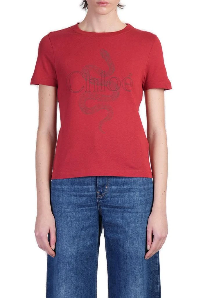 Chloé Chloé Snake Printed Crewneck T-Shirt 1