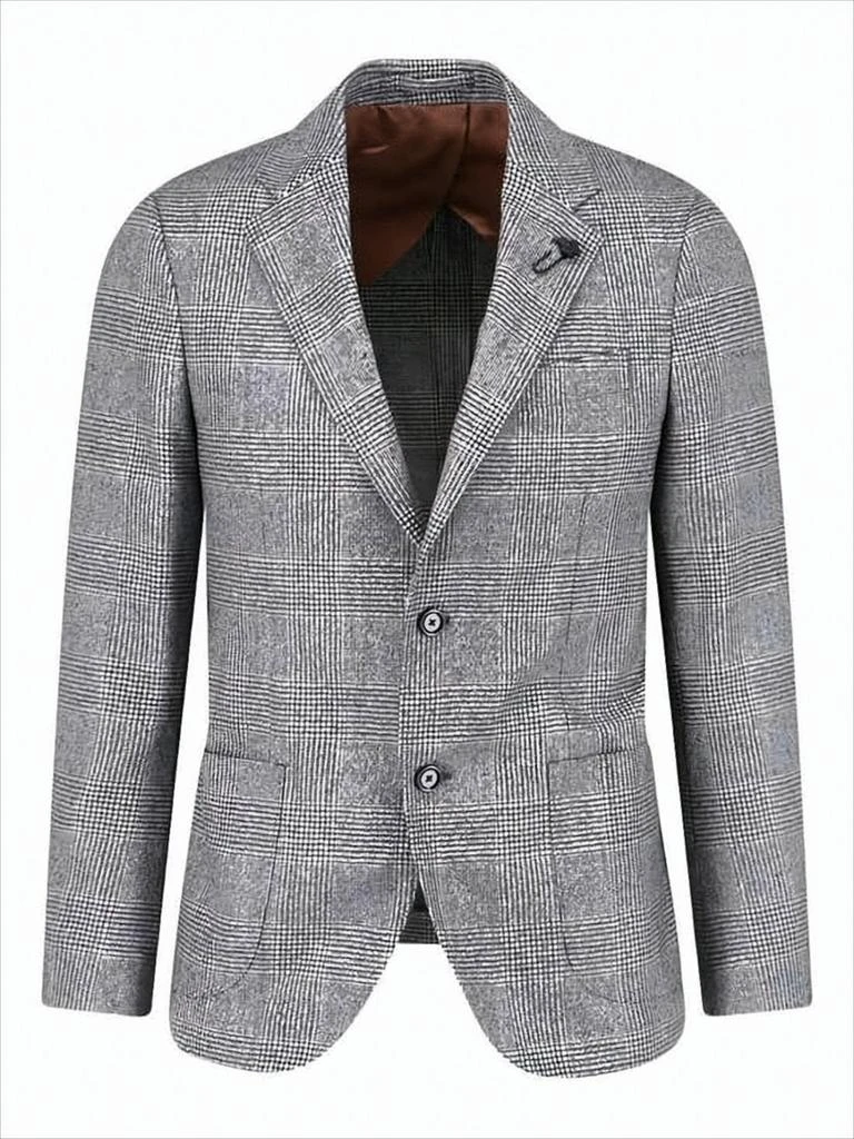 LARDINI Classic Checkered Tailored Suit Jacket