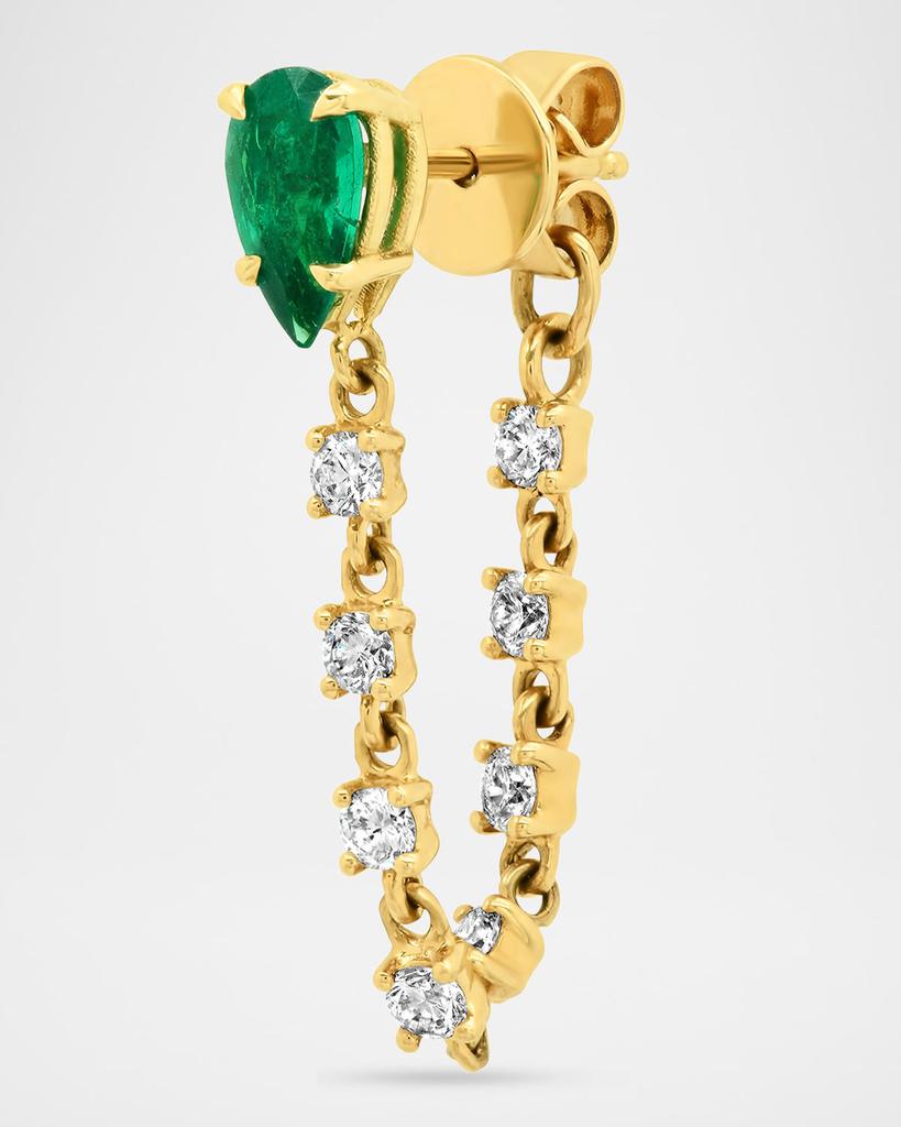 Anita Ko 18K Yellow Gold Diamond and Pear-Cut Emerald Loop Earring, Single