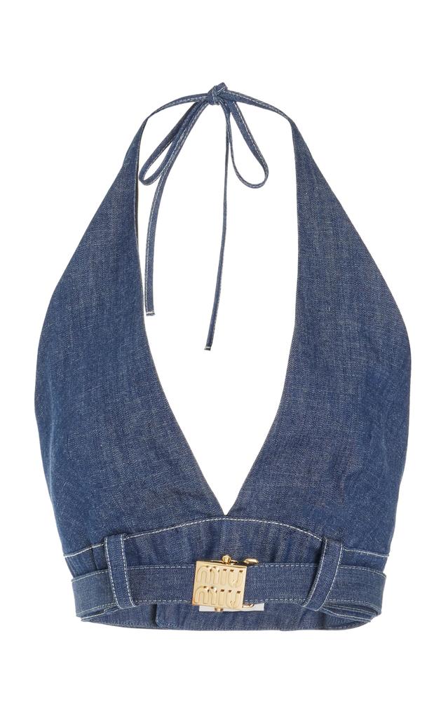 Miu Miu Miu Miu Raw Denim Bra Top - Moda Operandi