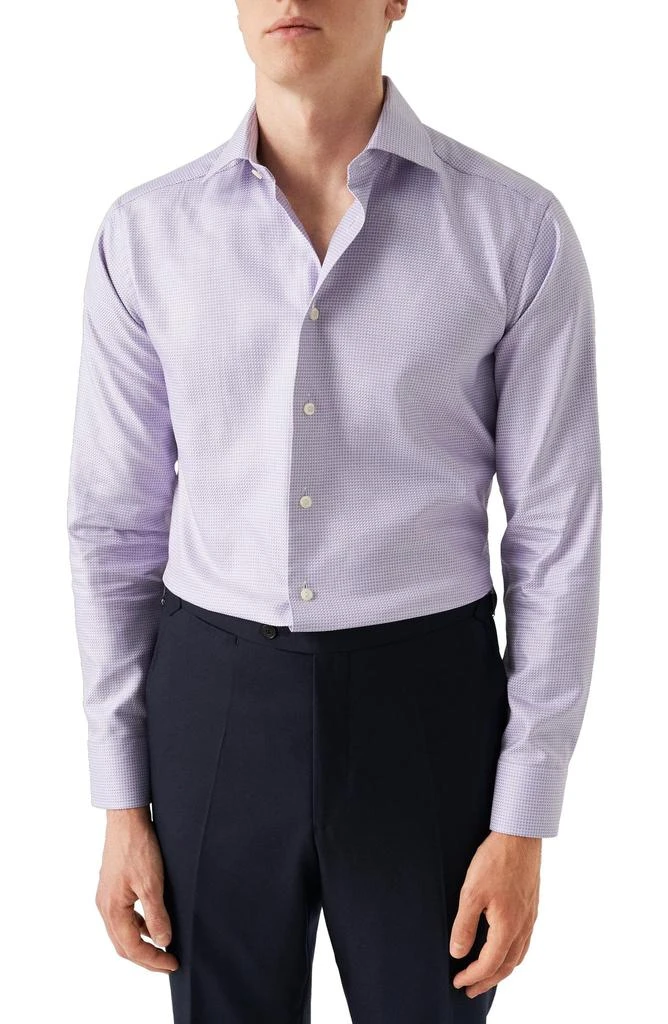 Eton Contemporary Fit Microcheck Organic Cotton Dress Shirt 1