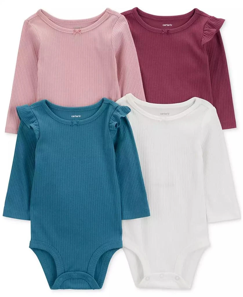 Carter's Baby Girls Long-Sleeve Bodysuits, Pack of 4 1