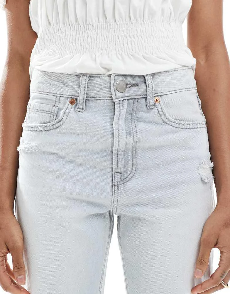 Stradivarius Stradivarius Tall D92 straight jeans in light grey wash 5