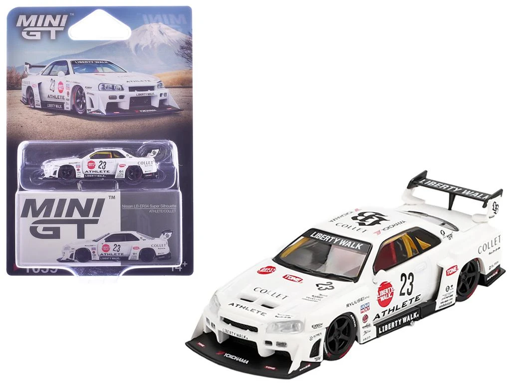 Mini GT Nissan LB-ER34 Super Silhouette RHD (Right Hand Drive) #23 "ATHLETE - COLLET" White with Graphics Limited Edition 1/64