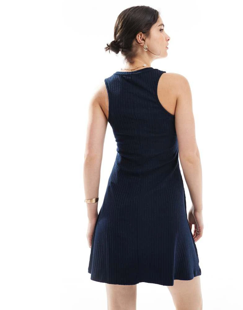 rib racer mini dress Vero Moda ribbed racer mini dress in navy