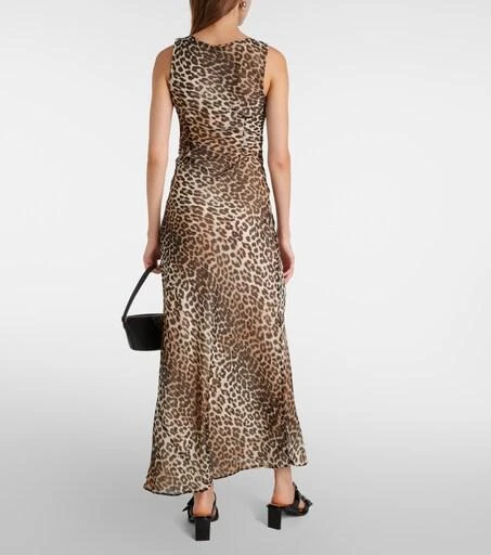 white christmas dresses Leopard Print Chiffon Long Sleeve Maxi Dress - All Dresses