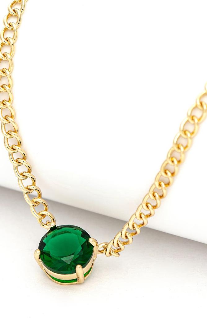 Rivka Friedman 18K Gold Plated Green CZ Pendant Necklace