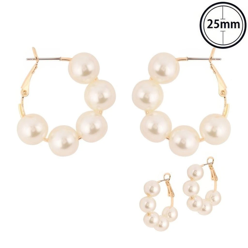 TRUEDAMES Classic Bridal Pearl Hoop Earrings 1