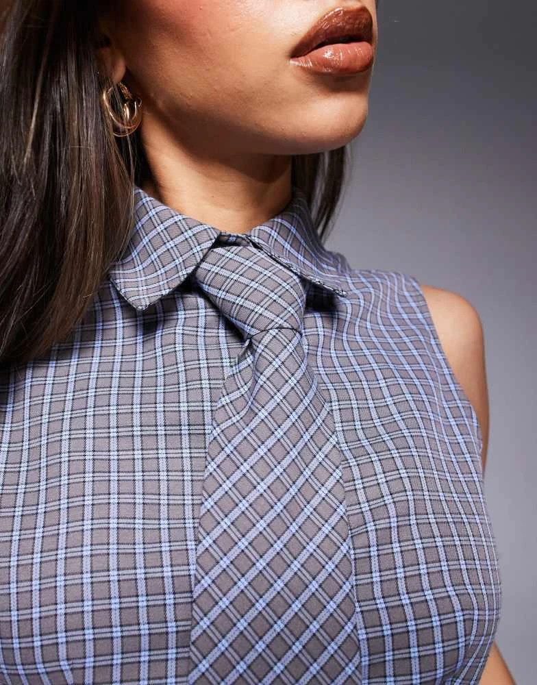 ASOS ASOS DESIGN tie detail sleeveless shirt in check 3