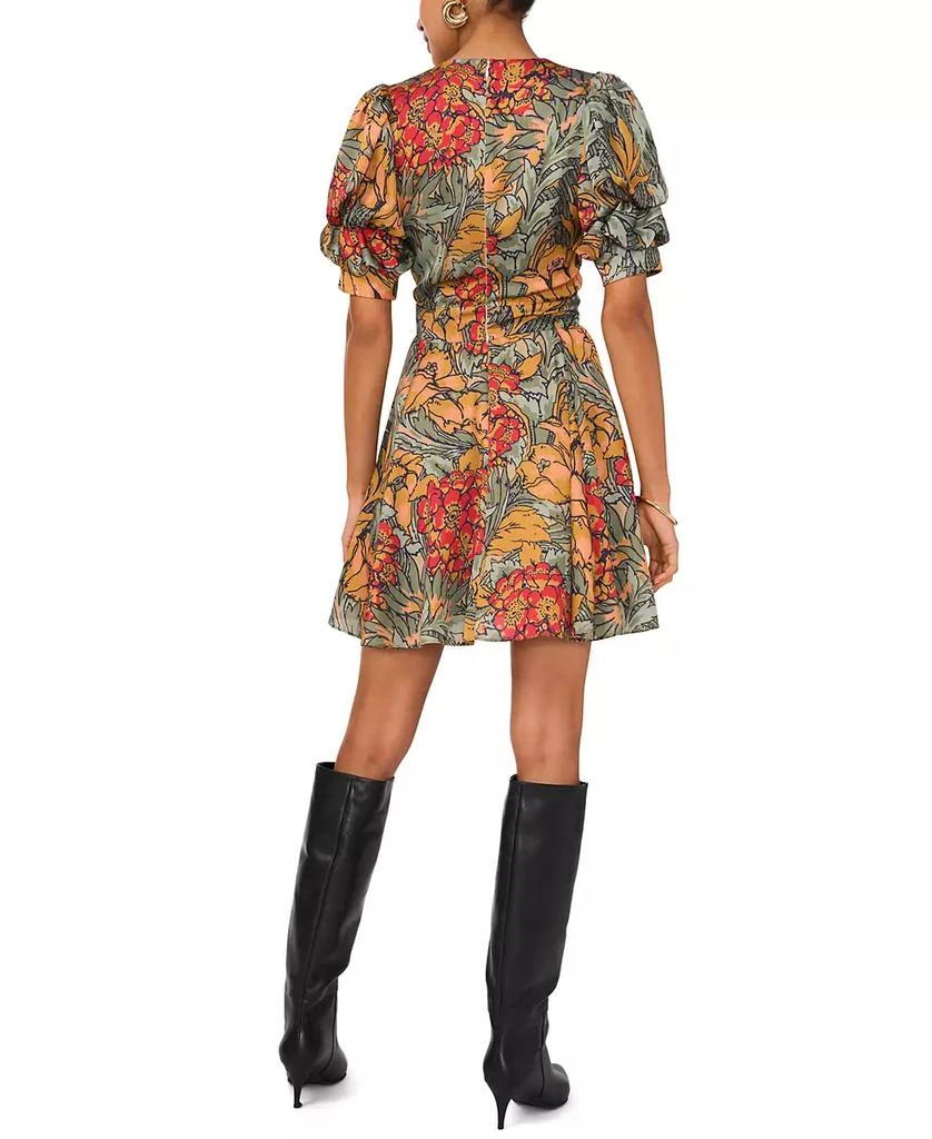 1. State Women's Floral V-Neck Tiered Bubble Puff Sleeve Mini Dress 4
