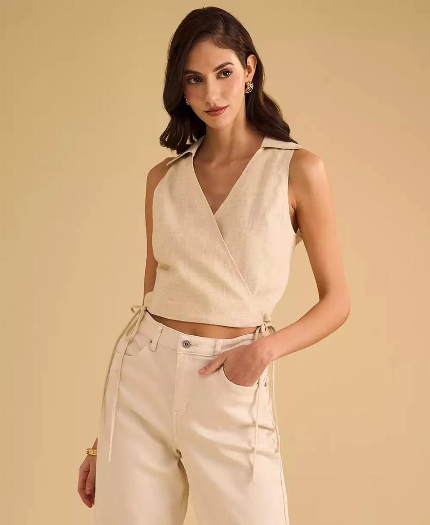 1. State Women's Collared Crossover Cropped Top 3