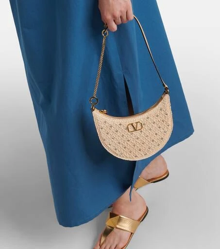 Valentino VLogo Signature raffia-effect shoulder bag 2