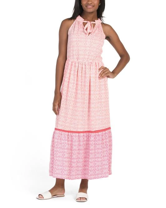 CABANA LIFE Upf 50 Algarve Tie Neck Maxi Dress 1
