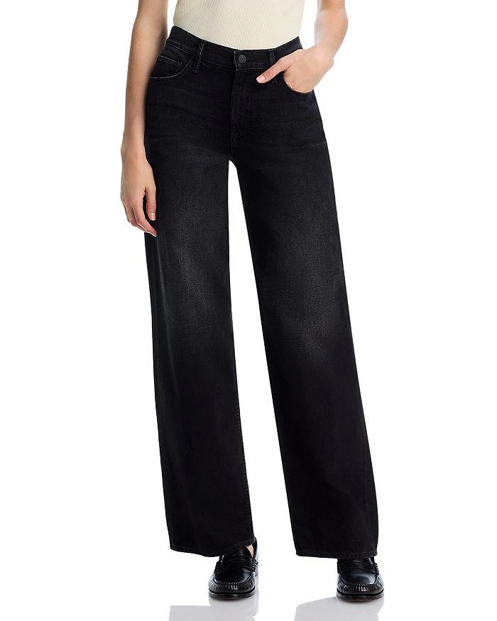 MOTHER The Spinner Sneaker Wide Leg Jeans in Black Magic 1