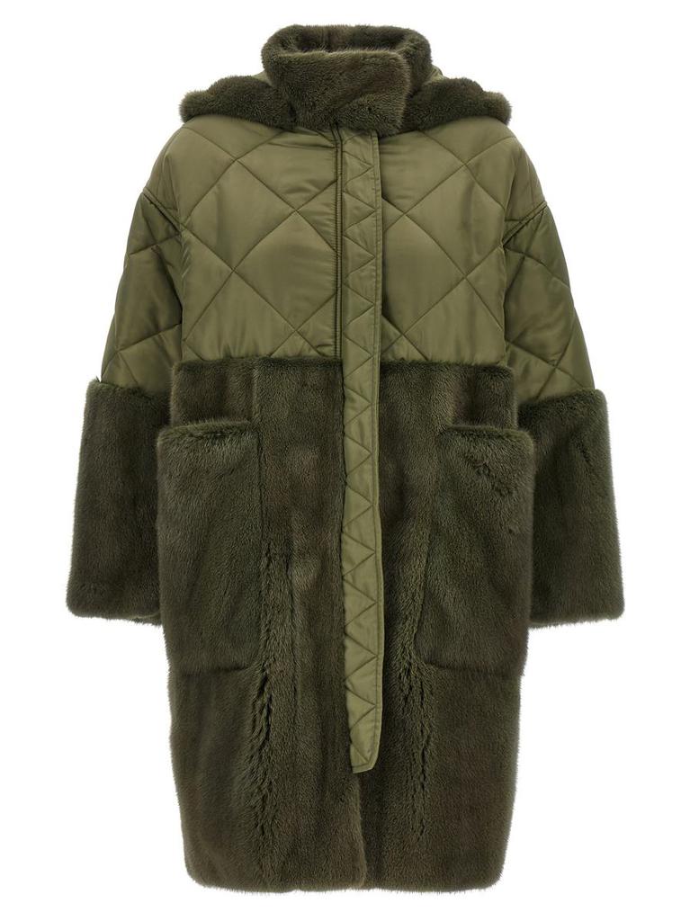 BLANCHA Blancha 'Nylon Diamond-Visone' Long Down Jacket