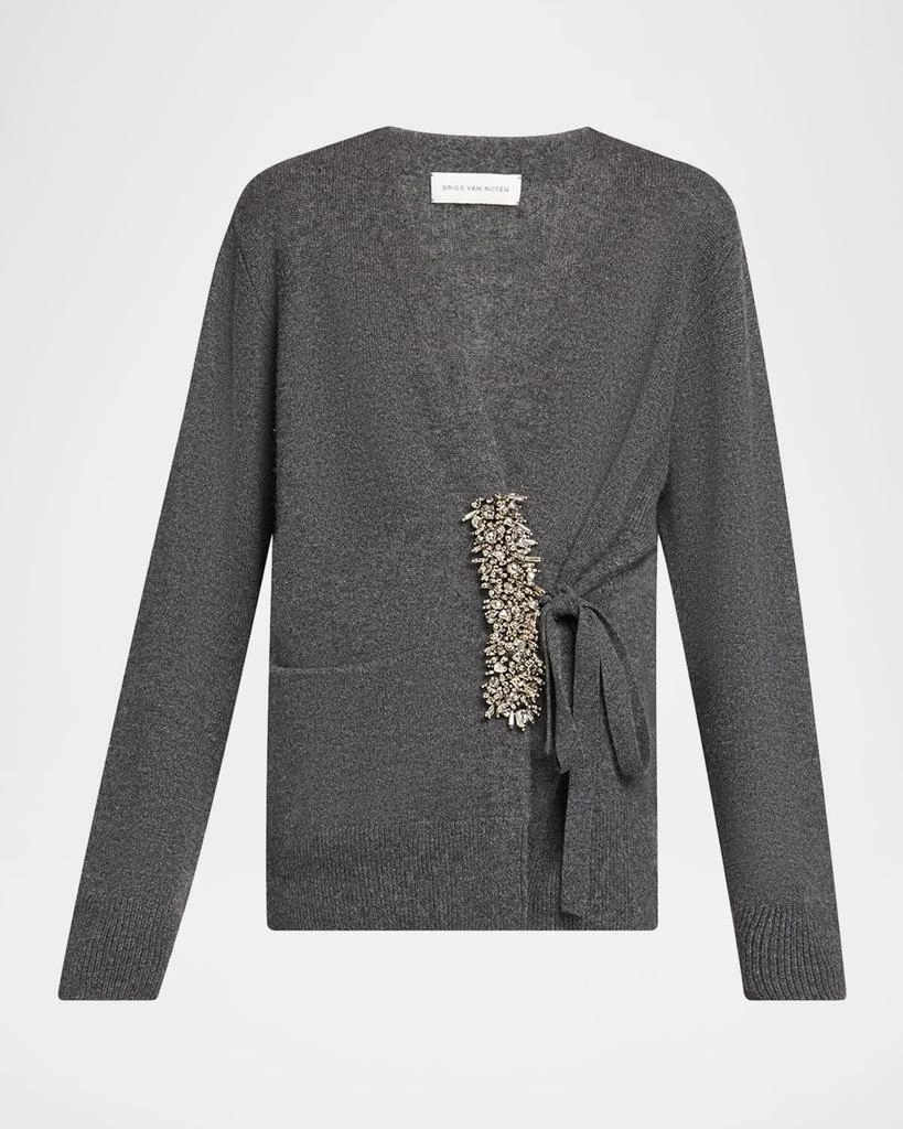 Dries Van Noten Tiah Beaded Cashmere Wrap Cardigan 1