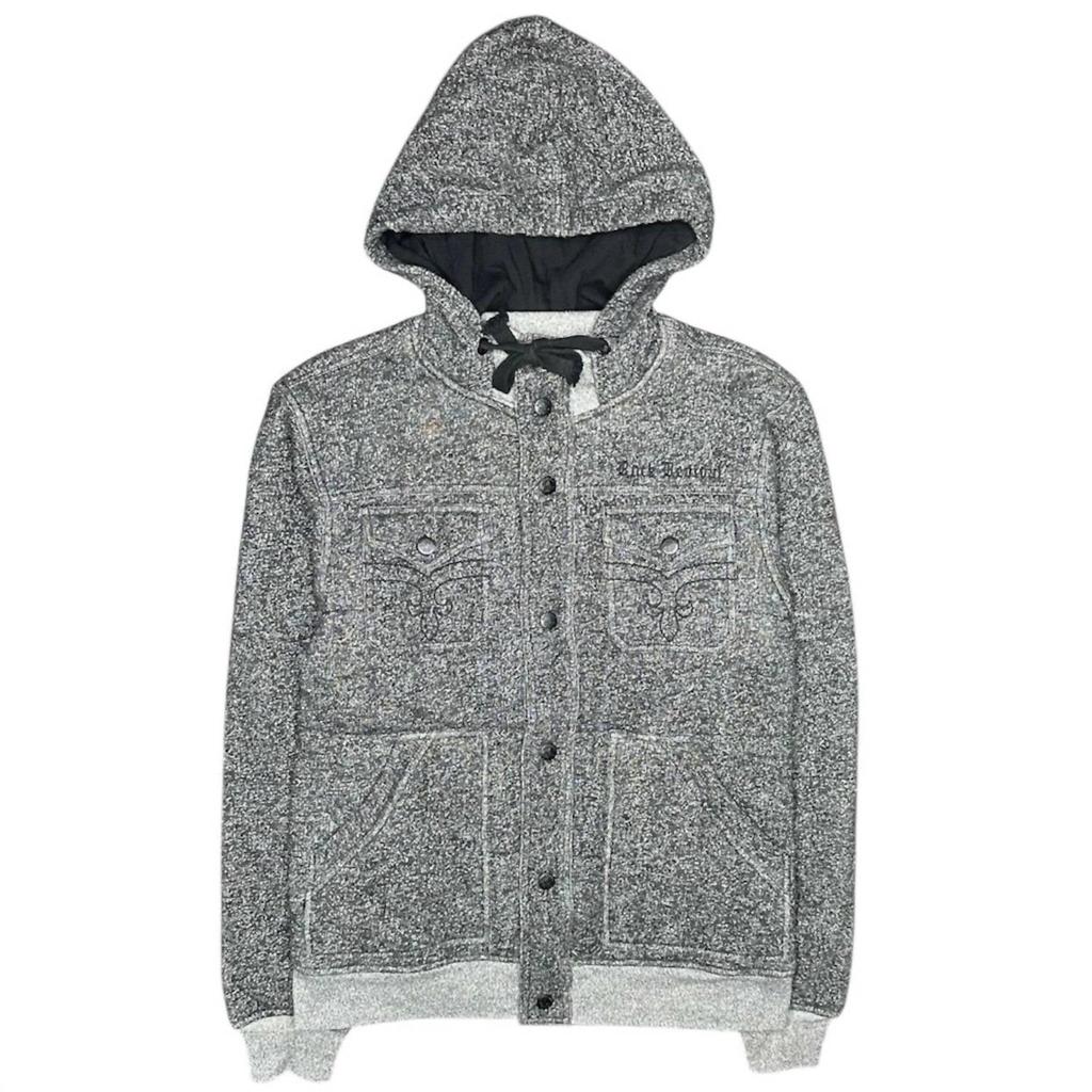 Rock Revival Unisex Button-Up Hoodie In Charcoal