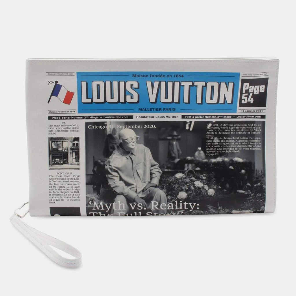 Louis Vuitton Louis Vuitton Multicolor White Leather Everyday LV Newspaper Pouch 1