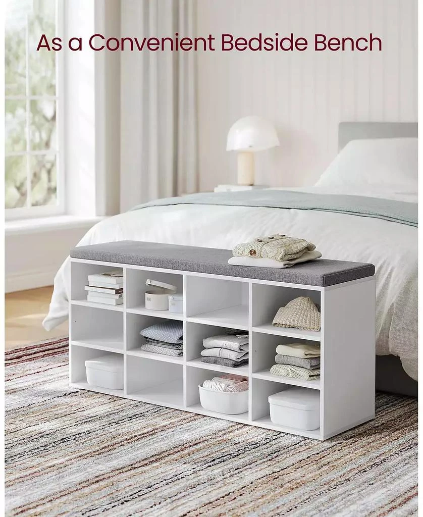 SONGMICS HOME Cushioned Shoe Bench with 12 Compartments,  Cloud White 
Dove Gray 2