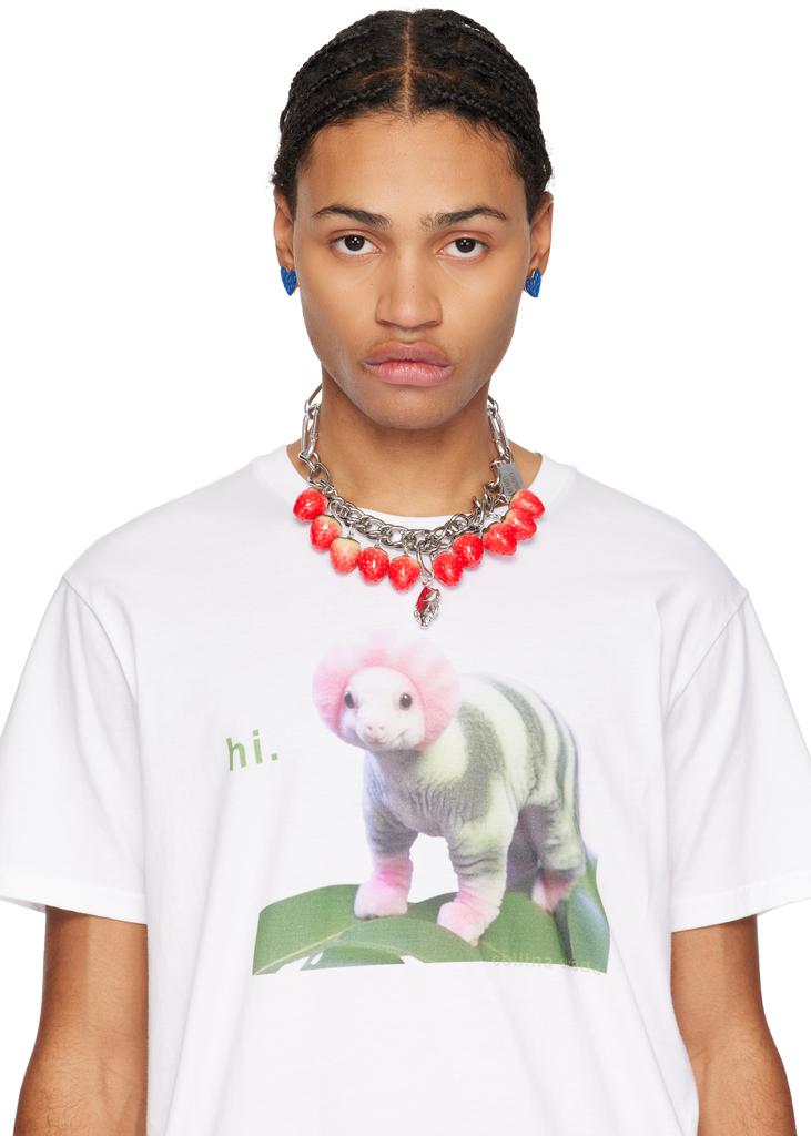 CHOPOVA LOWENA Silver Strawberry Piggy Necklace