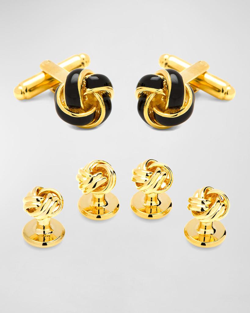 Cufflinks Inc. Black and Gold Knot Stud Set