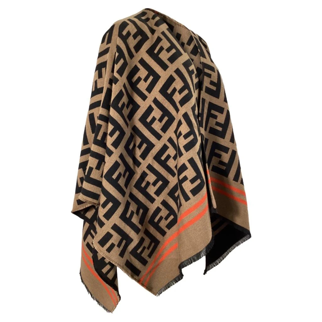 Fendi Logo Monogram Poncho in Brown Wool 4
