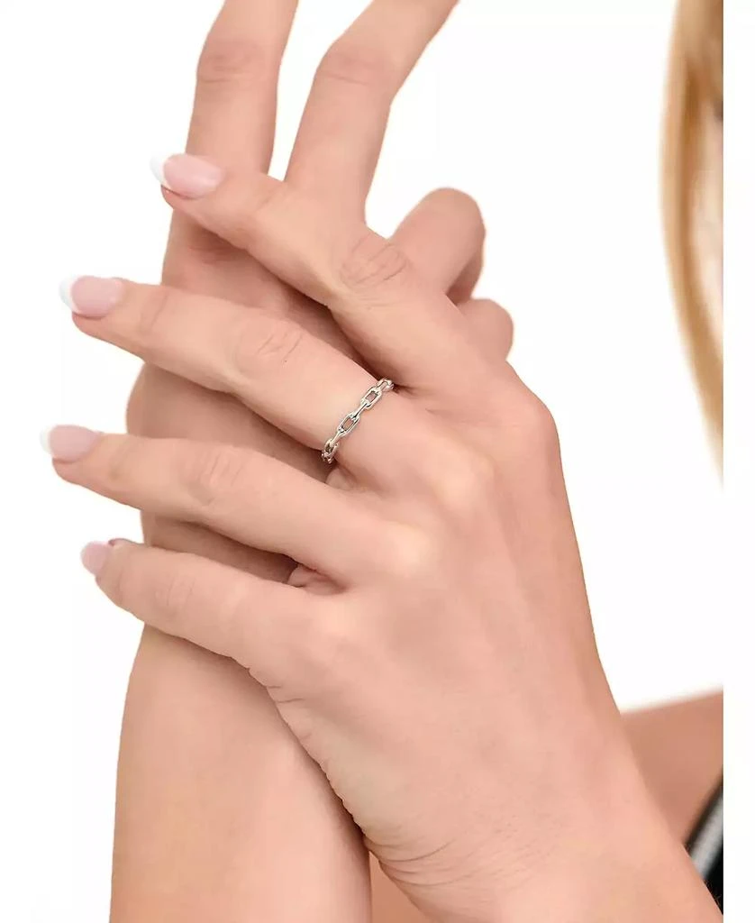 DEVATA Cable Link Ring in Rhodium Plated Sterling Silver 4