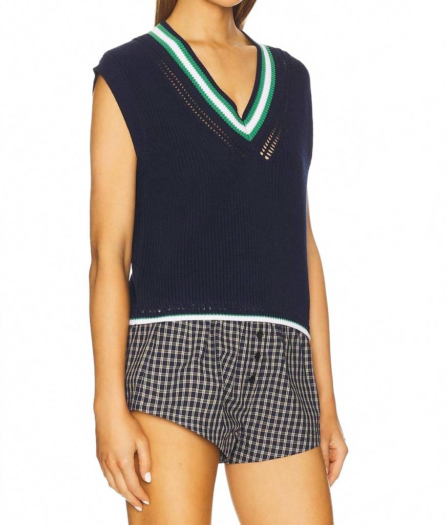 525 America Crochet Vest In Blue Multi