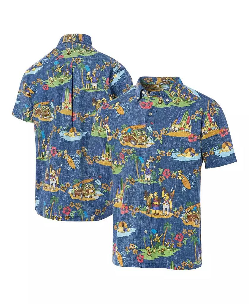 Reyn Spooner Men's Navy The Simpsons Hawaiian Vacation Button-Down Shirt
